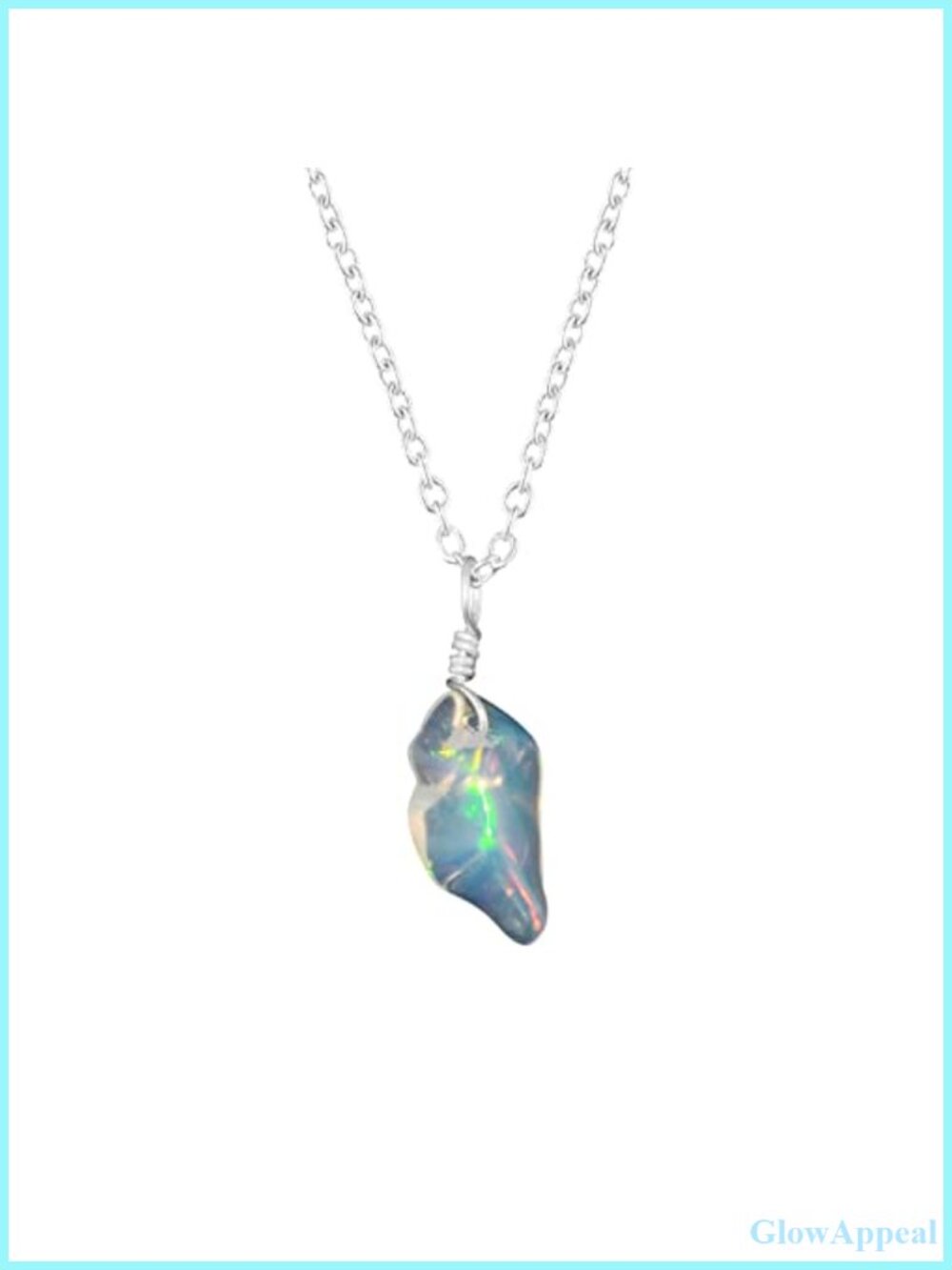Handmade Ethiopian Opal Pendant Necklace Silver Plated Brass Chain 20"